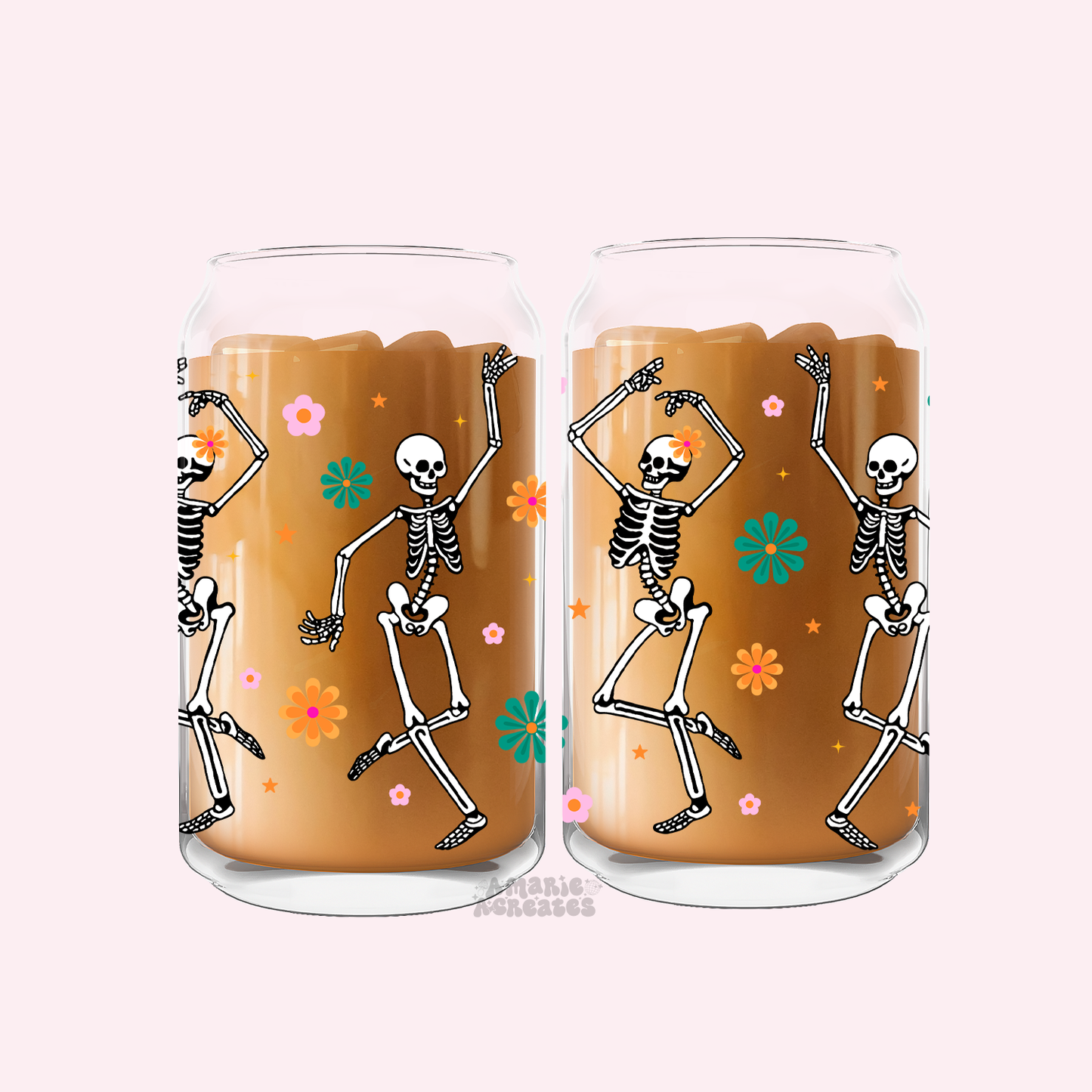 Dancing Skeletons Glass Cup