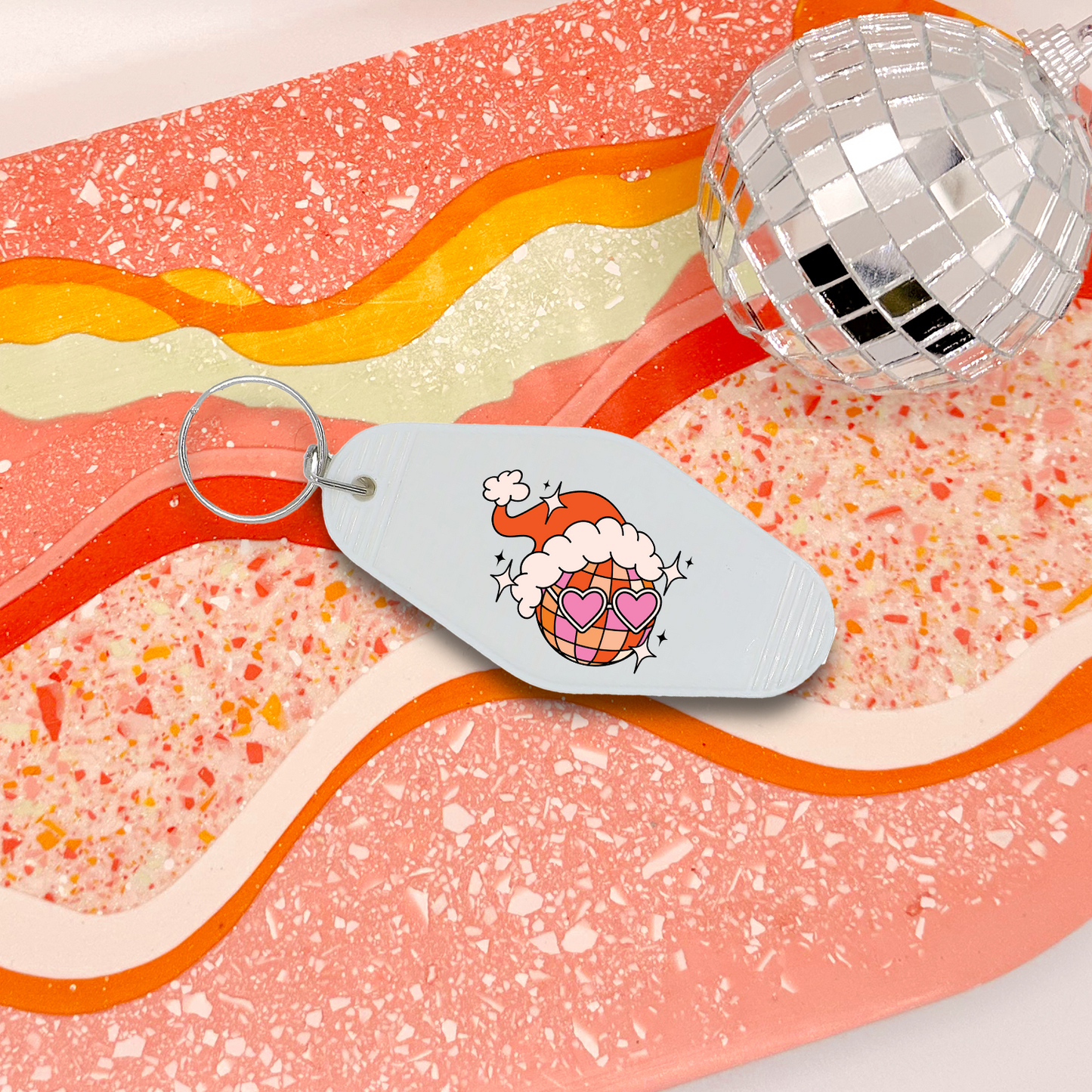 Disco Ball Santa Keychain