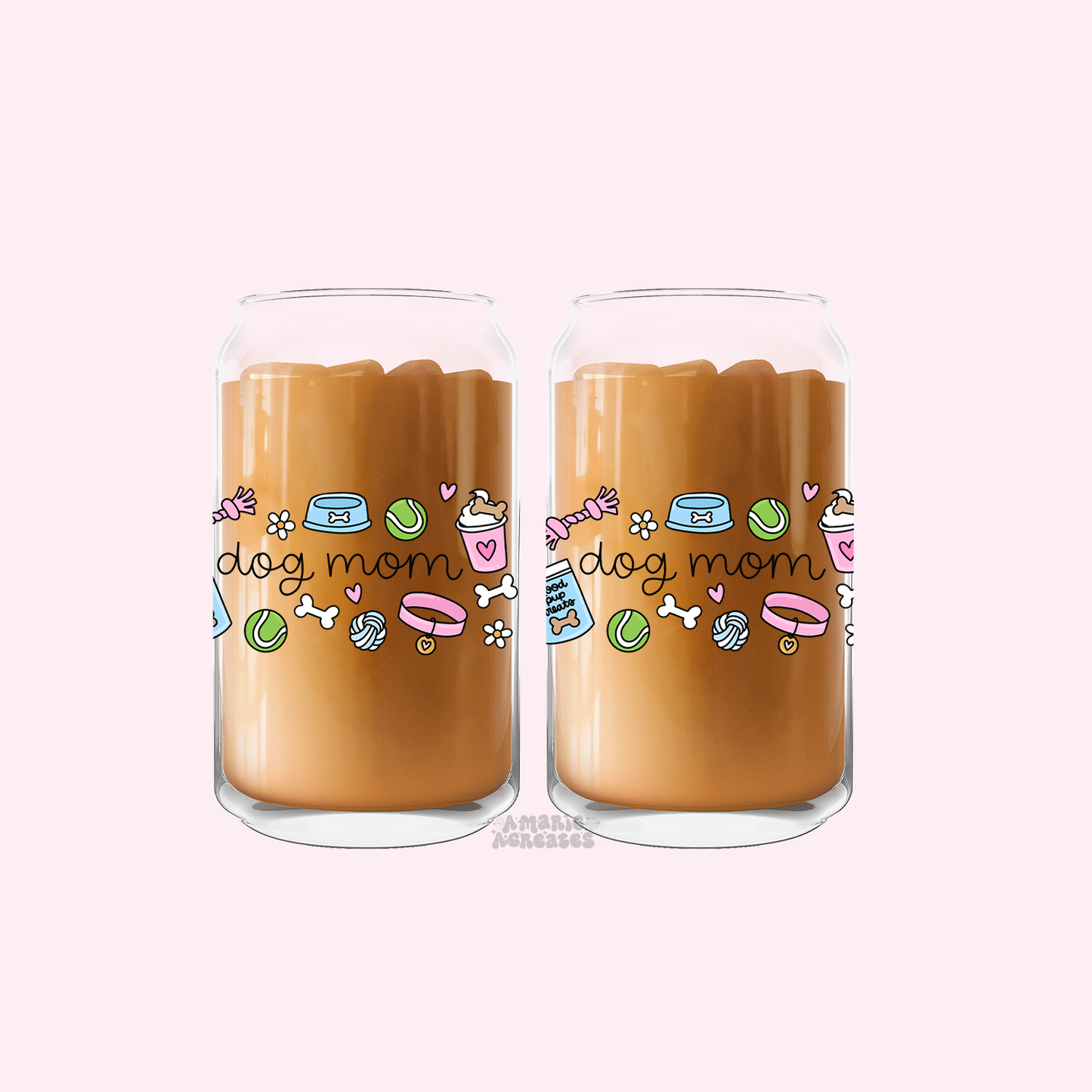 Dog Mom Glass Cup