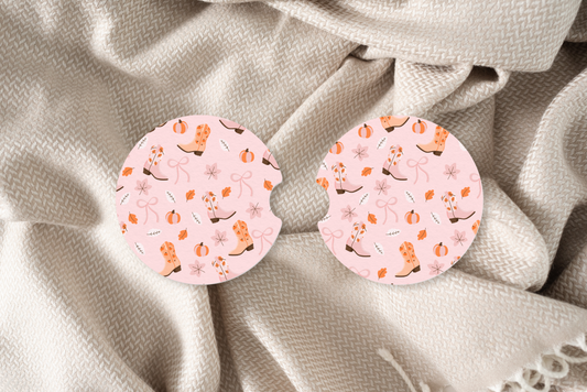 Fall Boots & Bows Car Coaster