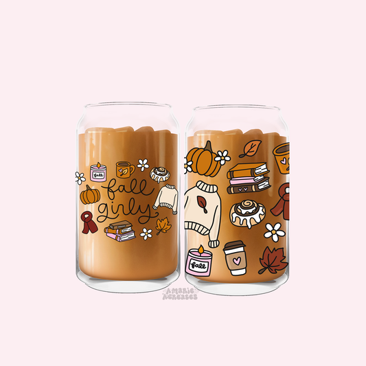 Fall Girly Glass Cup