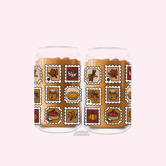 Fall Stamps Glass Cup