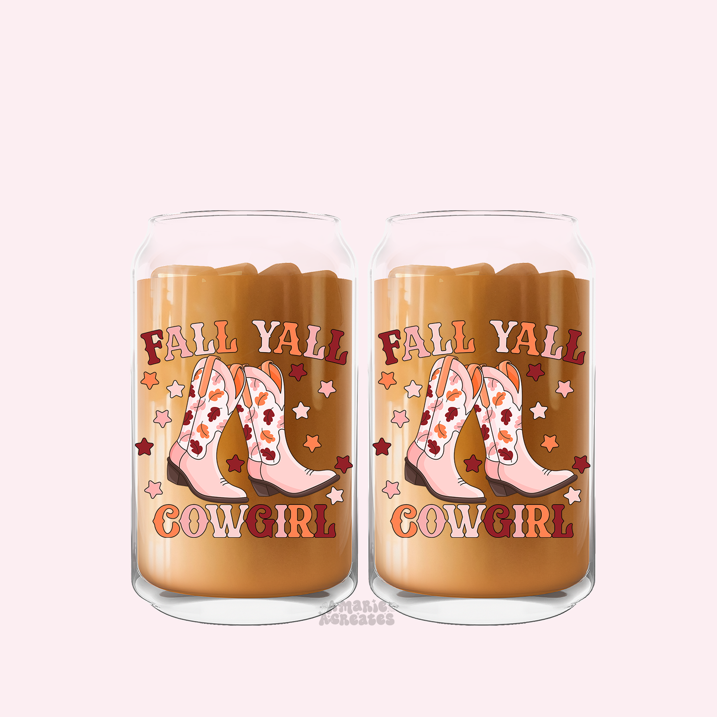 Fall Yall Cowgirl Glass Cup