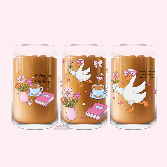 Find Joy In Tiny Things / Spring Goose Glass Cup