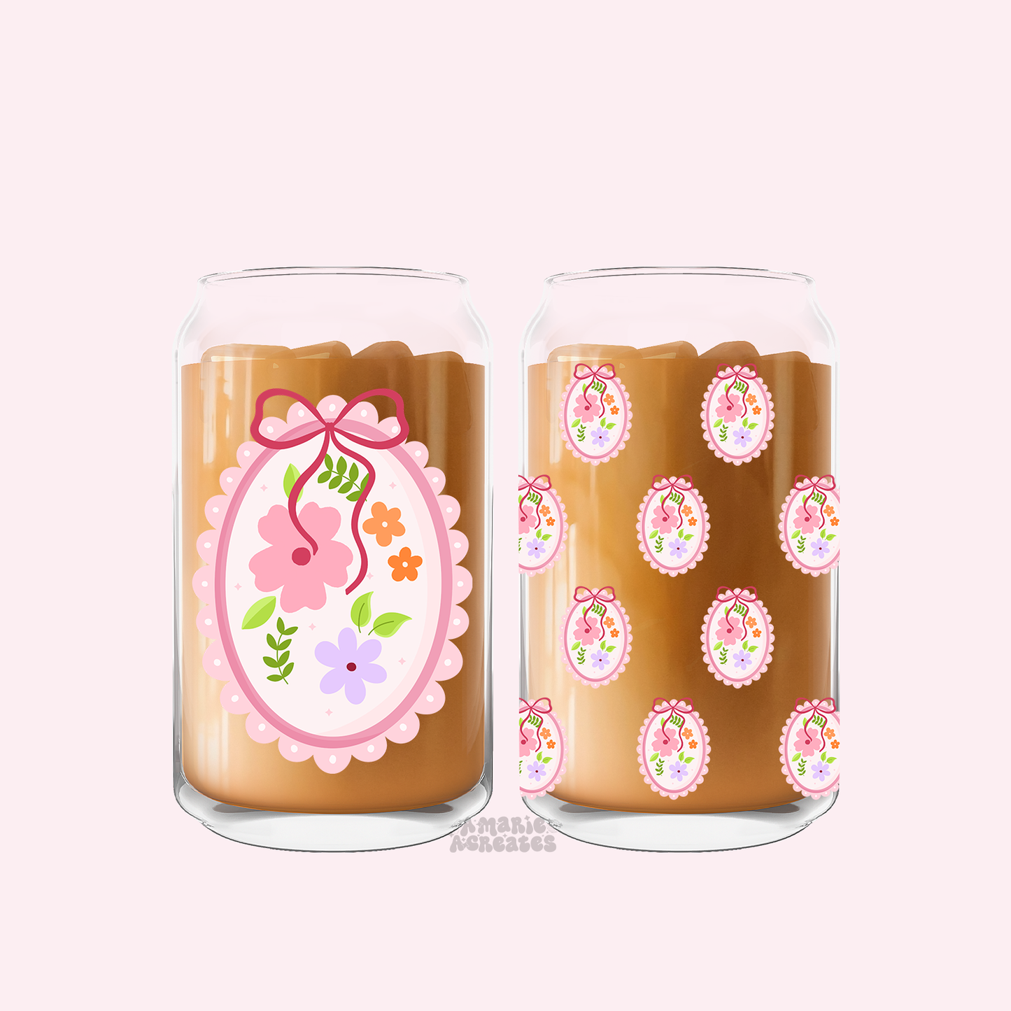 Flower Floral Frame Glass Cup