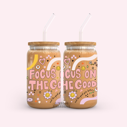 Focus On The Good Doodles Glass Cup