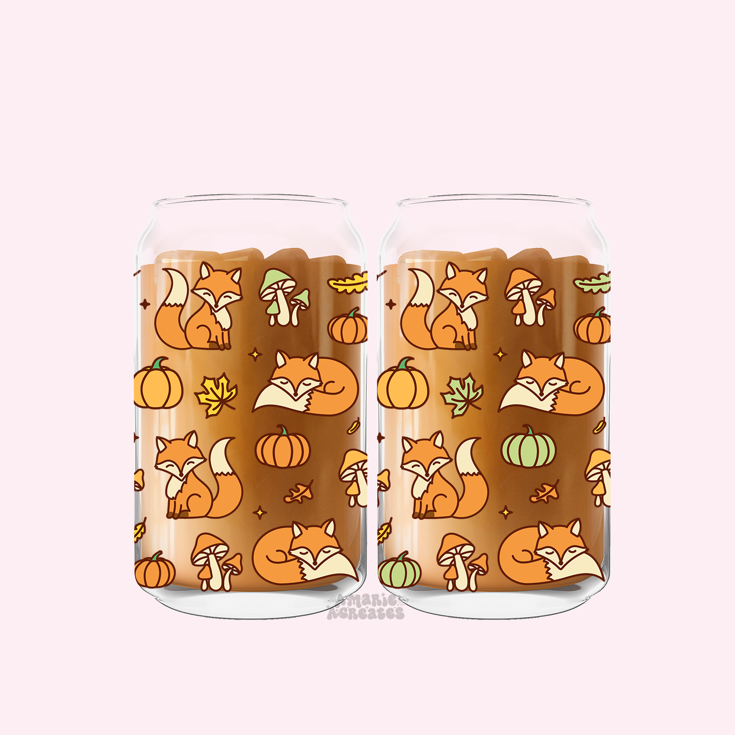 Fox Autumn Vibes Glass Cup