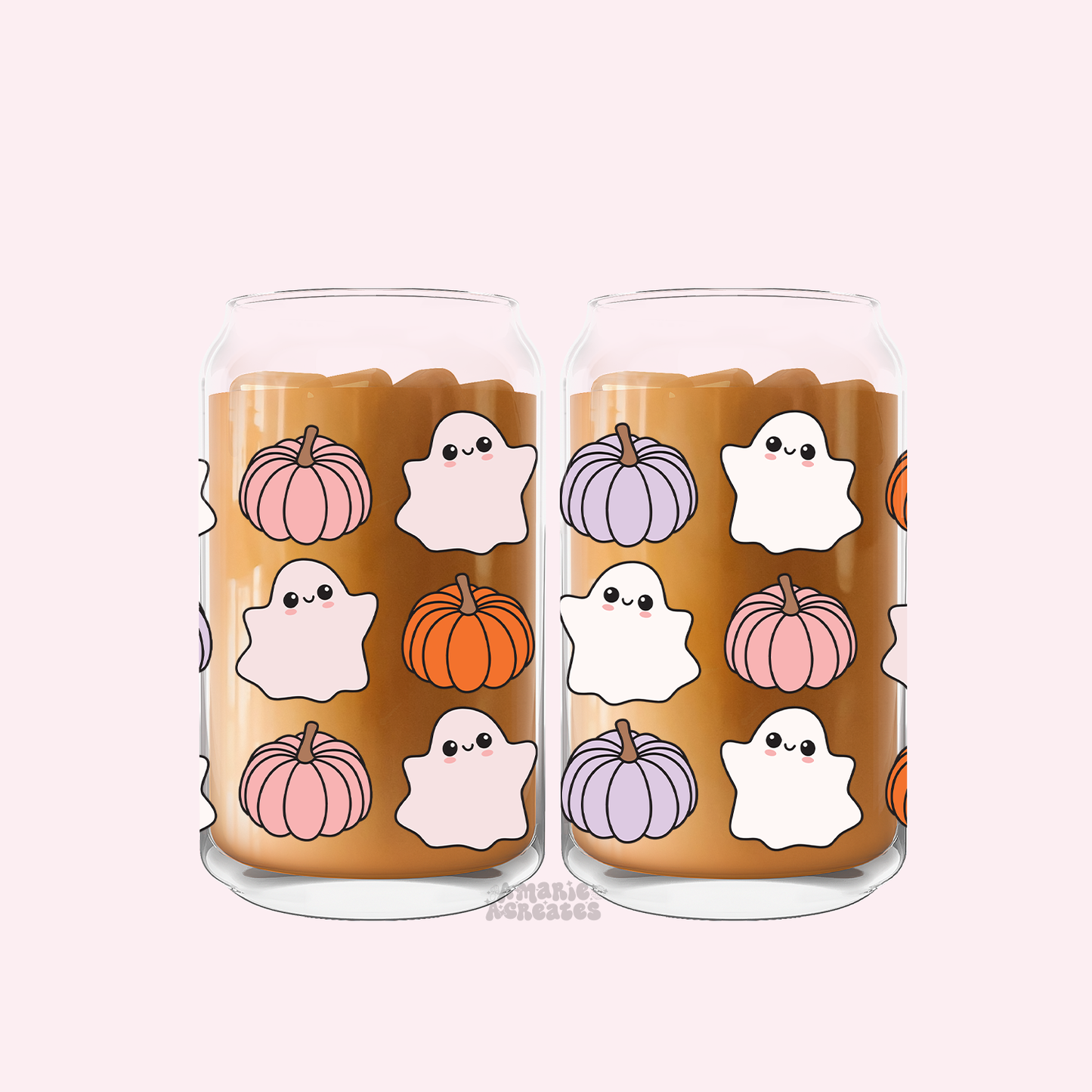 Ghost Pumpkin Patch Glass Cup