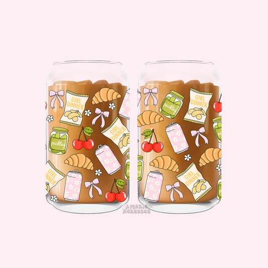Girl Dinner Glass Cup