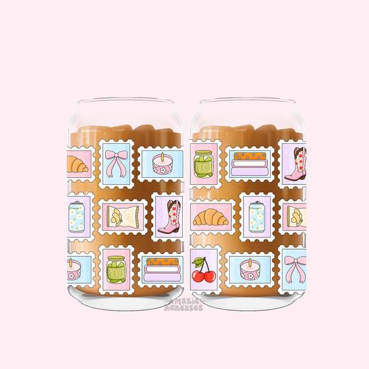Girl Life Stamps Glass Cup