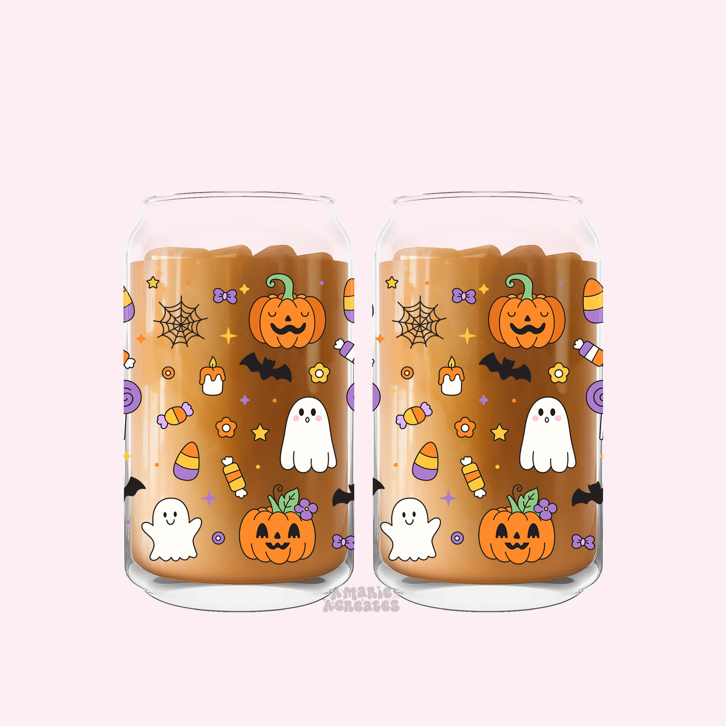 Halloween Doodles Glass Cup