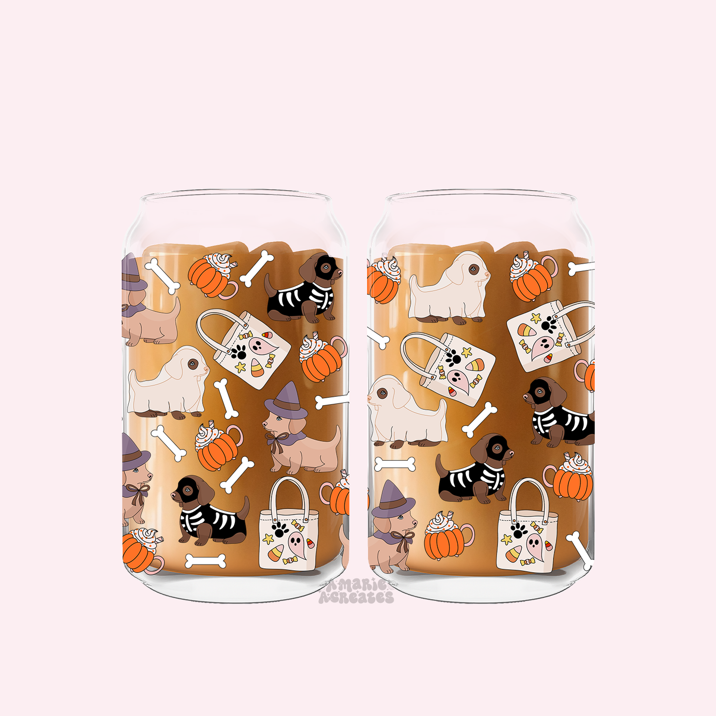 Halloween Pups Glass Cup