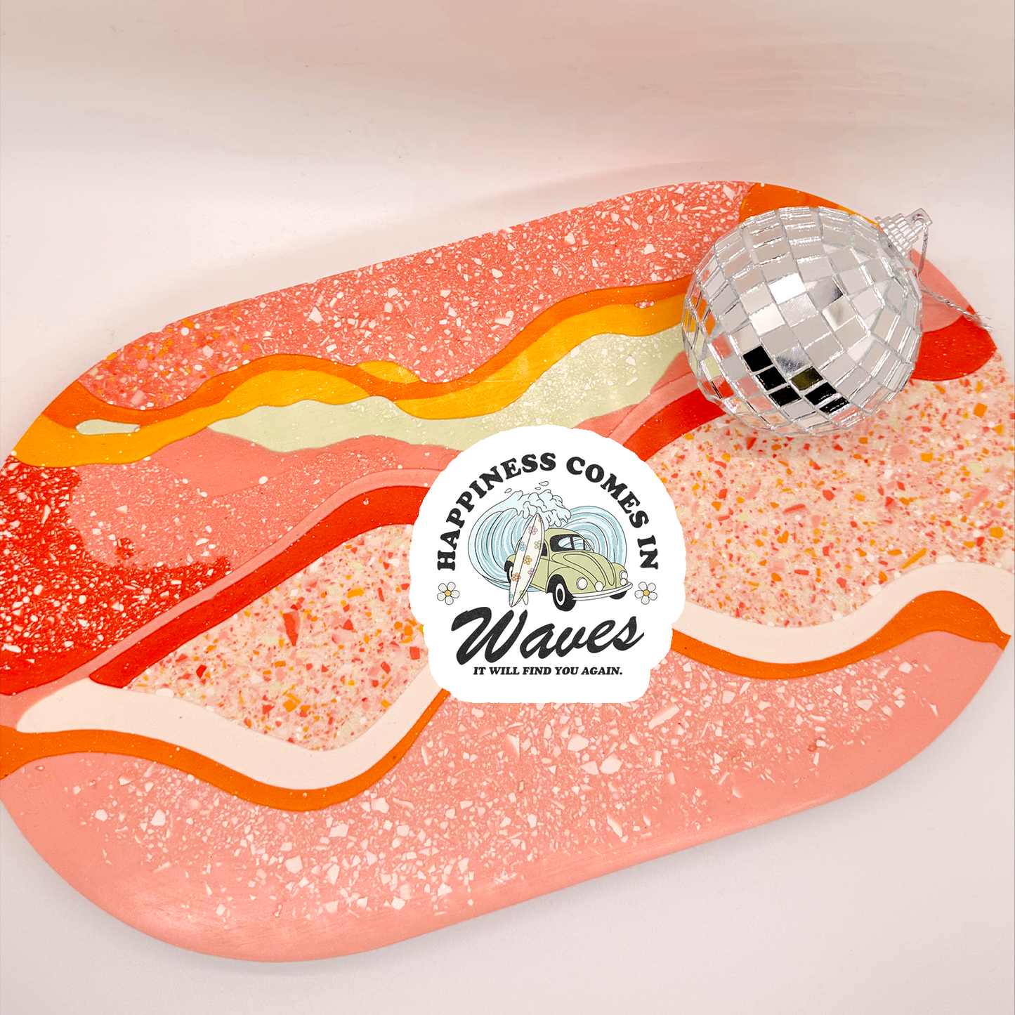 Happiness Comes In Waves Sticker