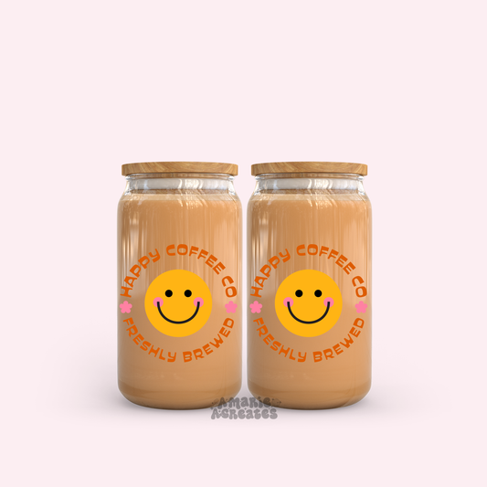 Happy Coffee Co Glass Cup