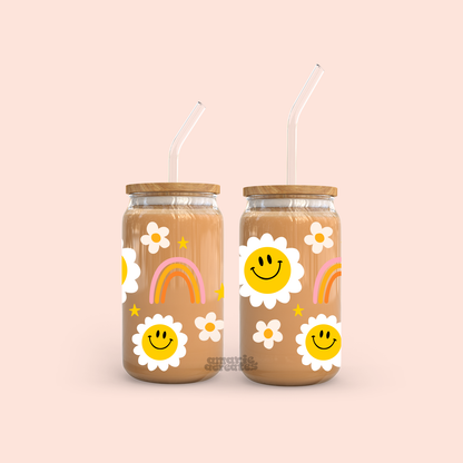 Happy Flower Glass Cup