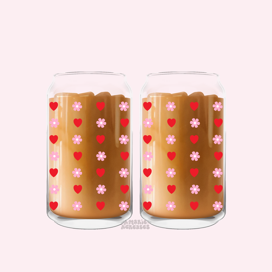 Hearts & Flowers Glass Cup