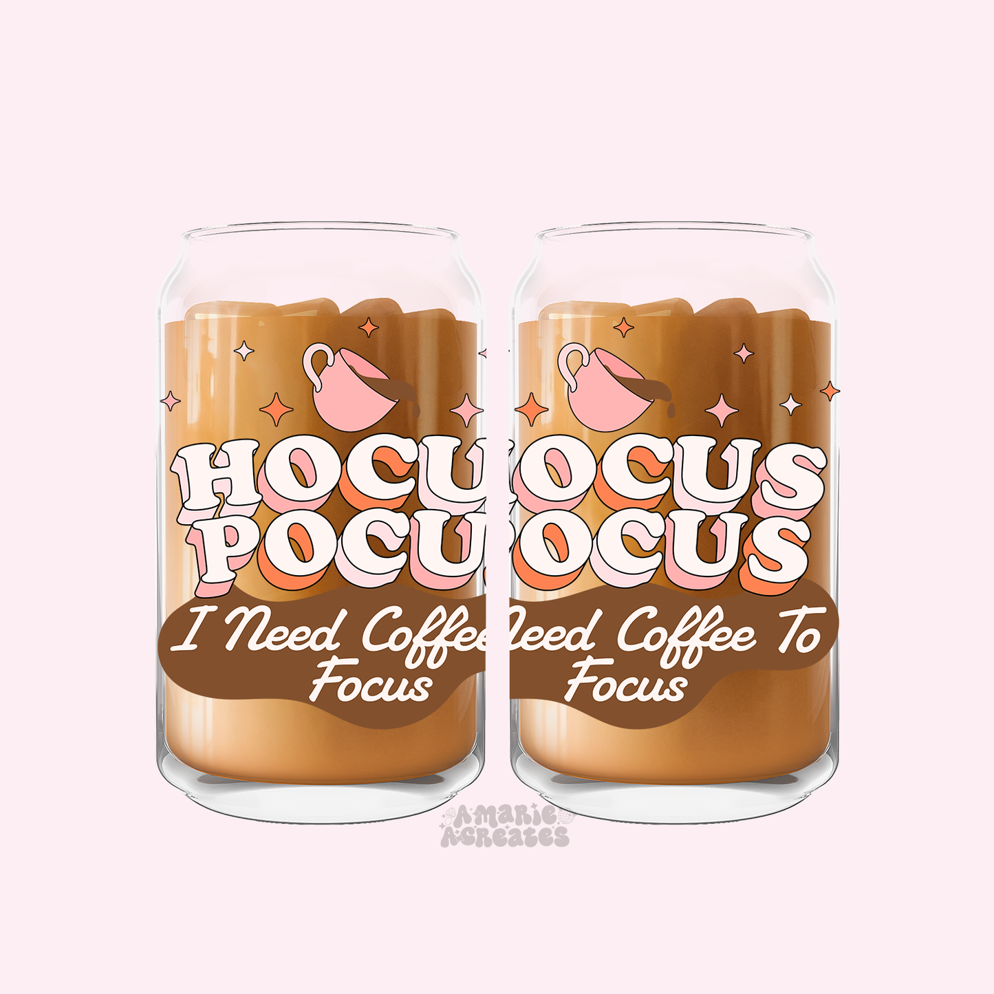 Hocus Pocus I Need Coffee To Focus Glass Cup