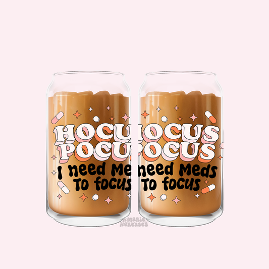 Hocus Pocus I Need Coffee To Focus Glass Cup