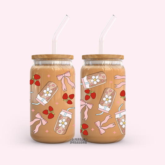 Coquette Strawberry Iced Coffee Glass Cup