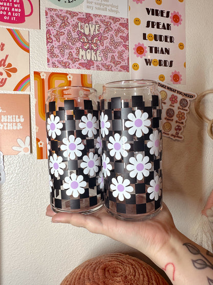 Hey Daisy | Checkered Glass Cup