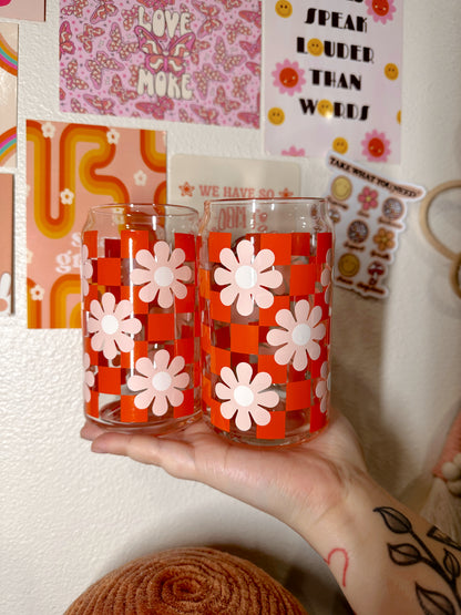 Hey Daisy | Checkered Glass Cup