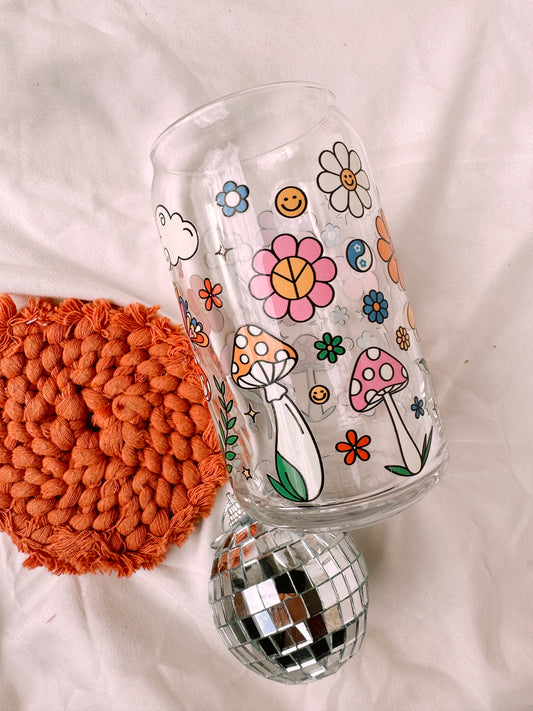 Groovy Doodles Garden Glass Cup