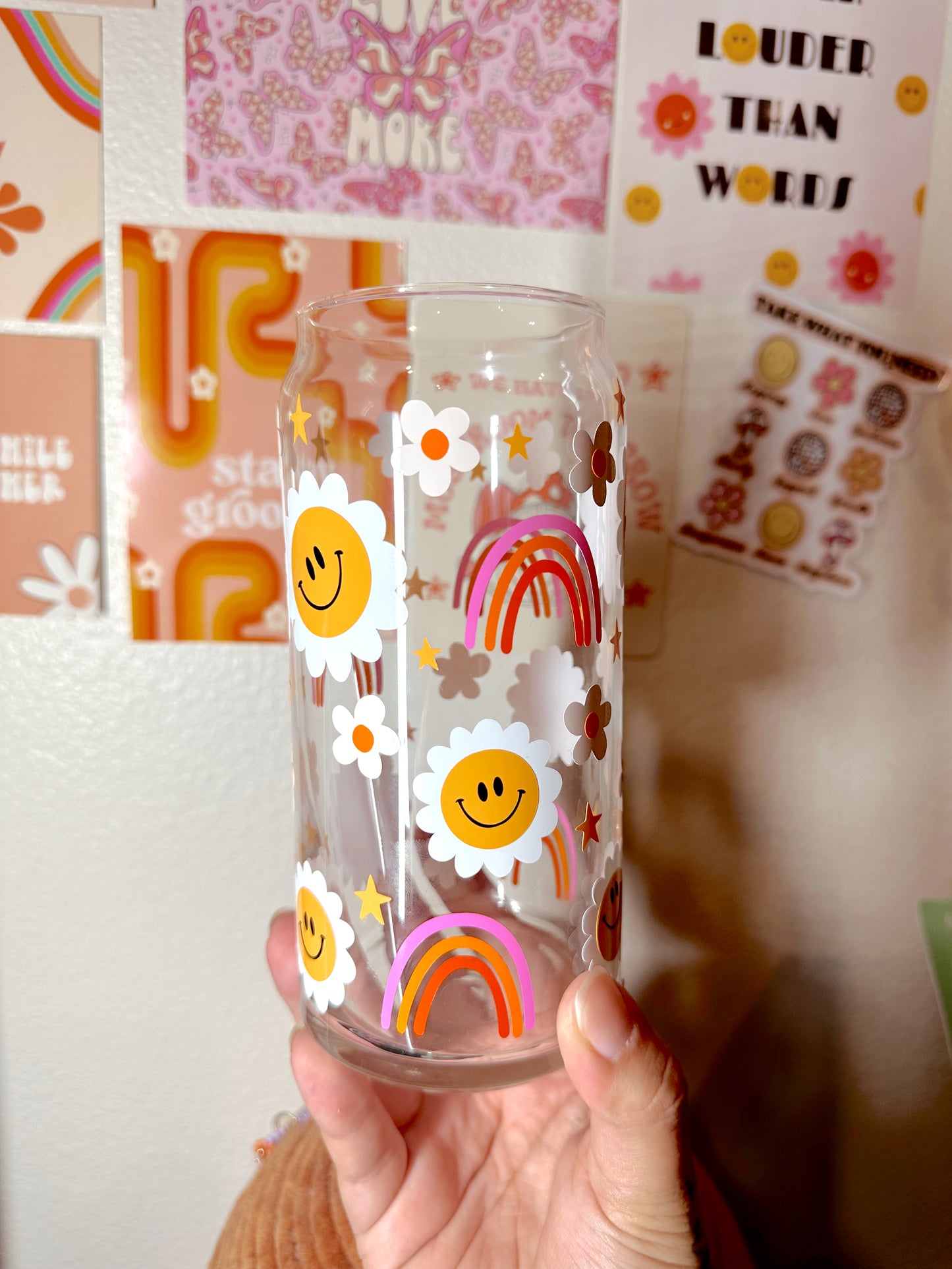 Happy Flower Glass Cup