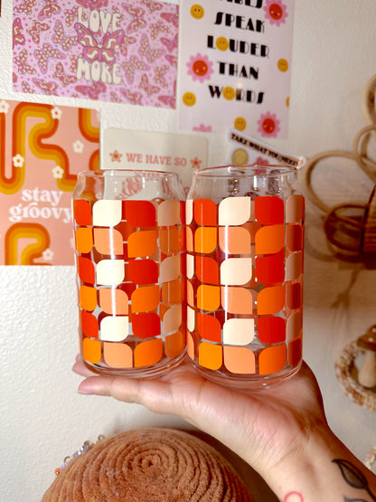 Back To The 70s | Retro Pattern | Glass Cup