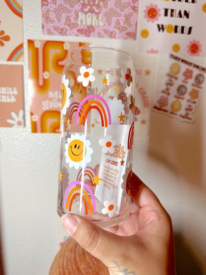 Happy Flower Glass Cup