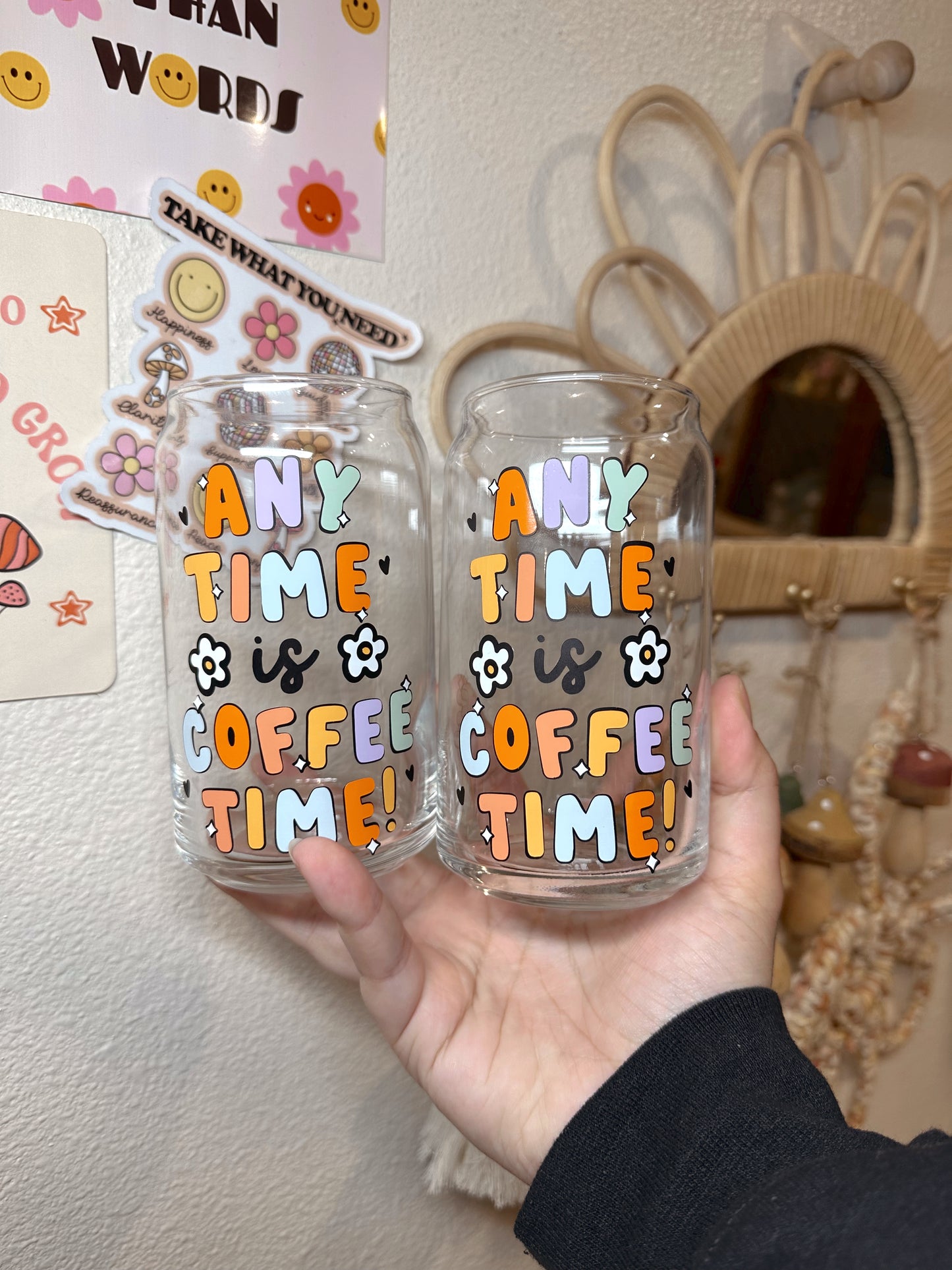 Any Time Is Coffee Time Glass Cup