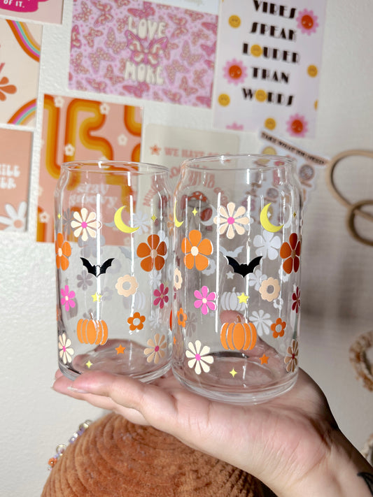 Halloween Doodles Glass Cup