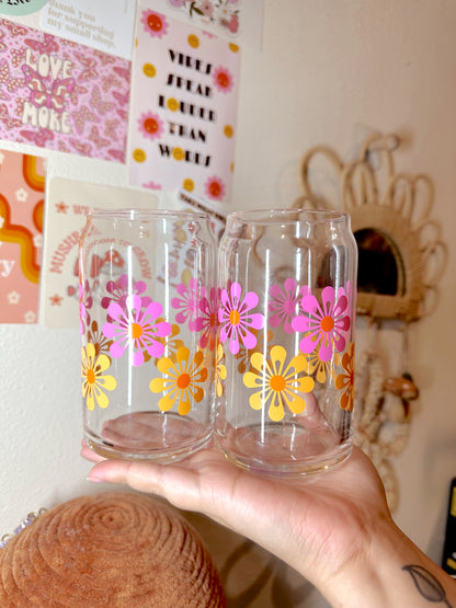 Groovy Flowers Glass Cup