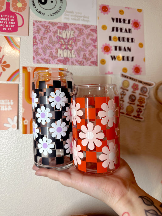 Hey Daisy | Checkered Glass Cup