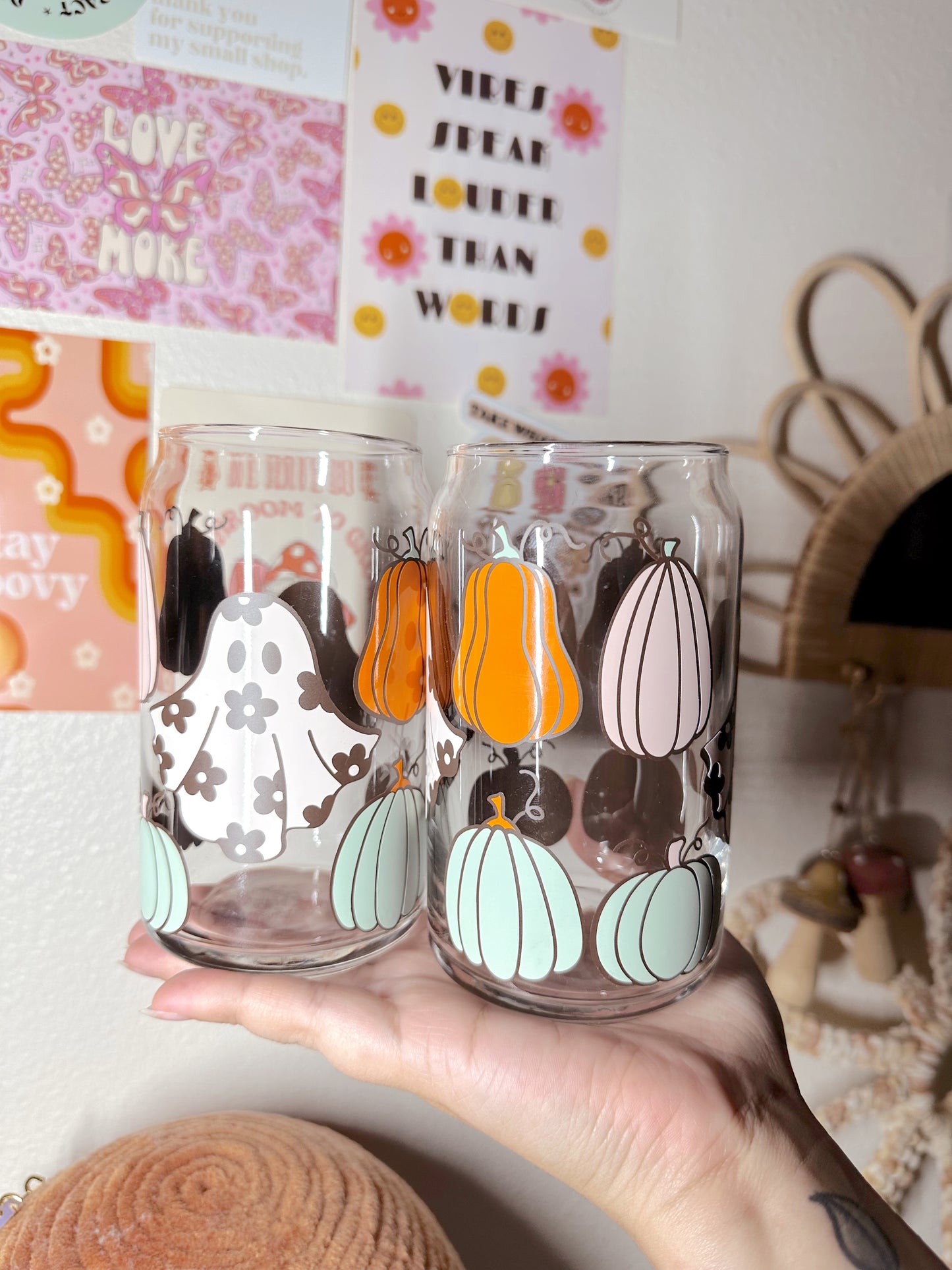 Pumpkin Patch Ghost Glass Cup