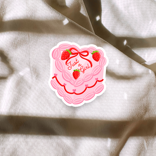 Just A Girl Strawberry Cake Sticker