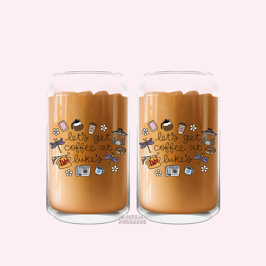 Lets Get Coffee At Lukes Glass Cup