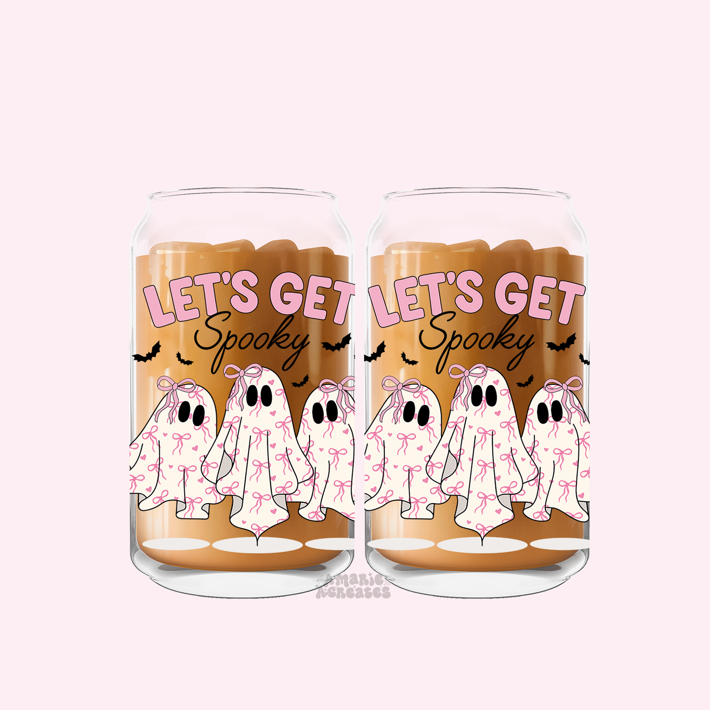 Lets Get Spooky Coquette Ghost Glass Cup