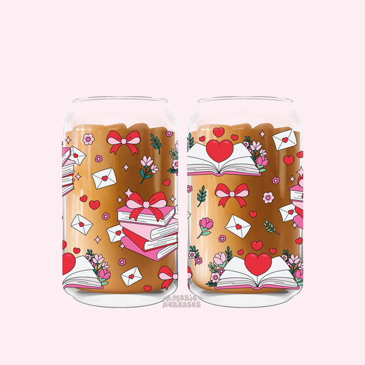 Love Books Glass Cup
