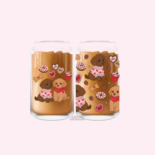 Love Puppies Glass Cup