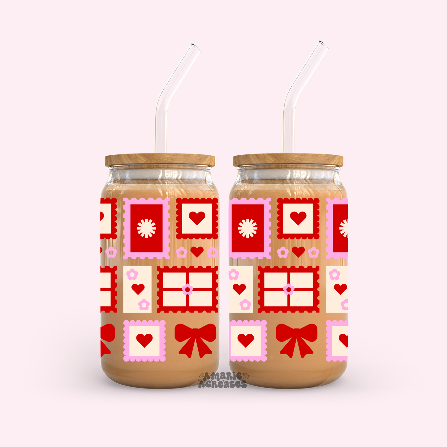 Love Stamps Glass Cup