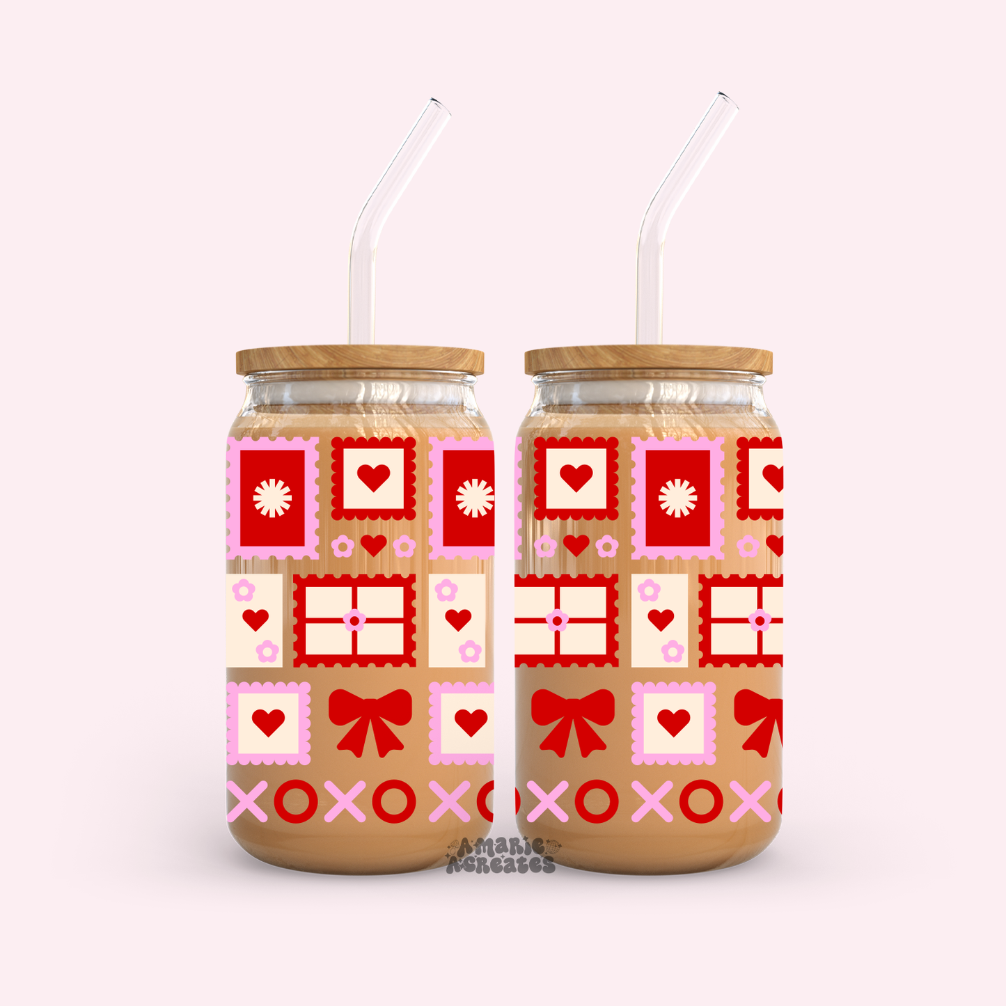 XOXO Love Stamps Glass Cup