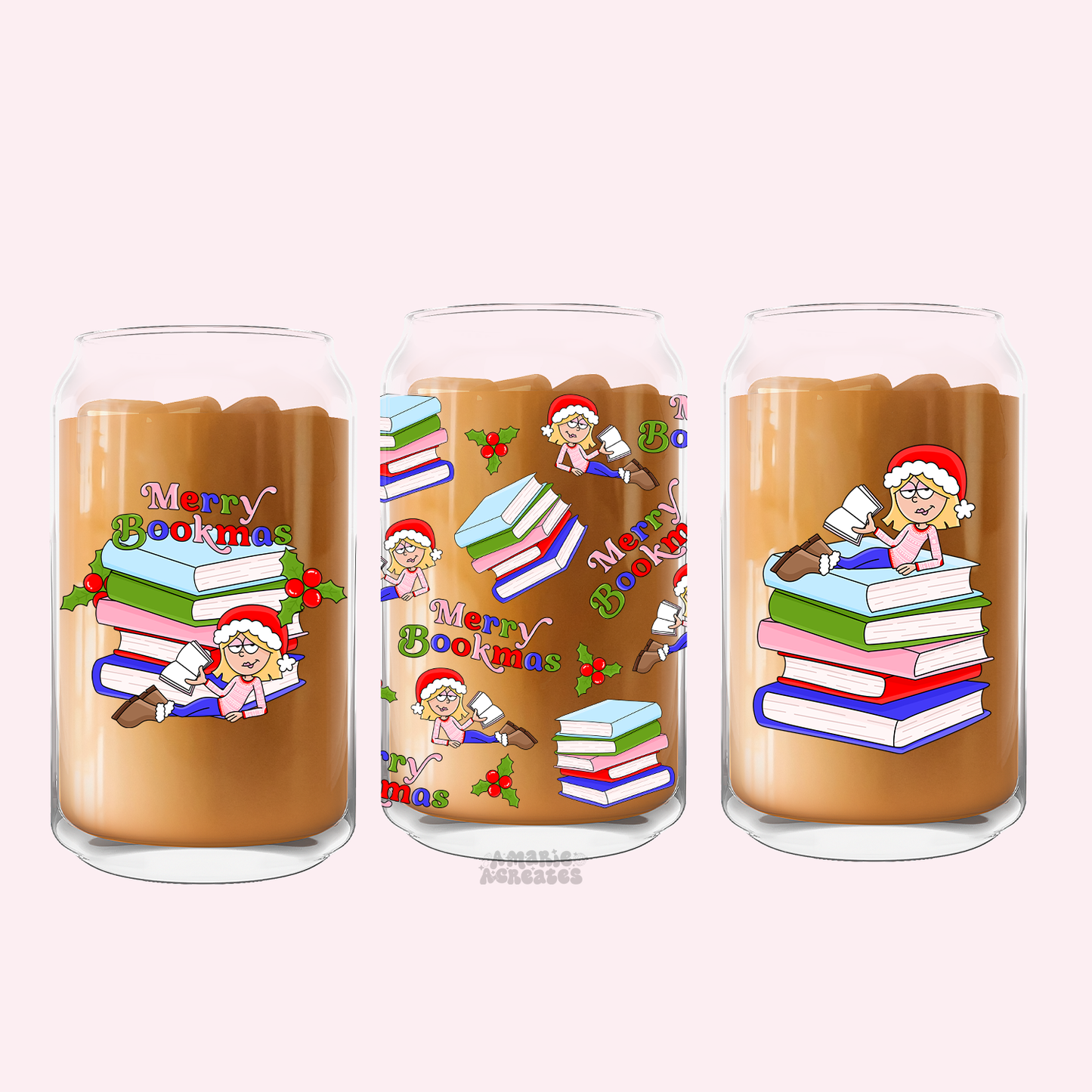 Merry Bookmas Lizzie Glass Cup