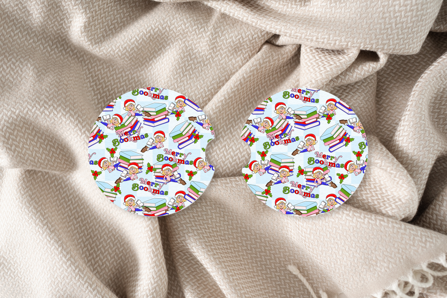 Merry Bookmas Car Coaster