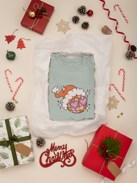 Disco Ball Santa Graphic Top