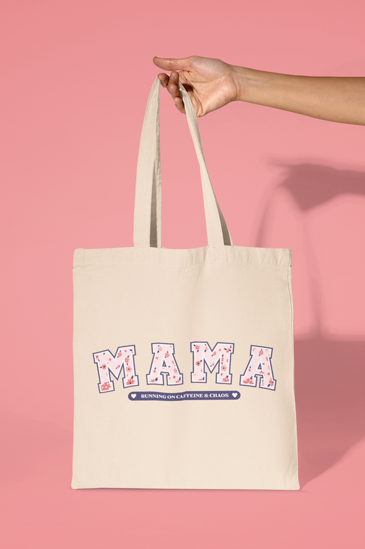 Mama Running On Caffeine & Chaos Tote Bag