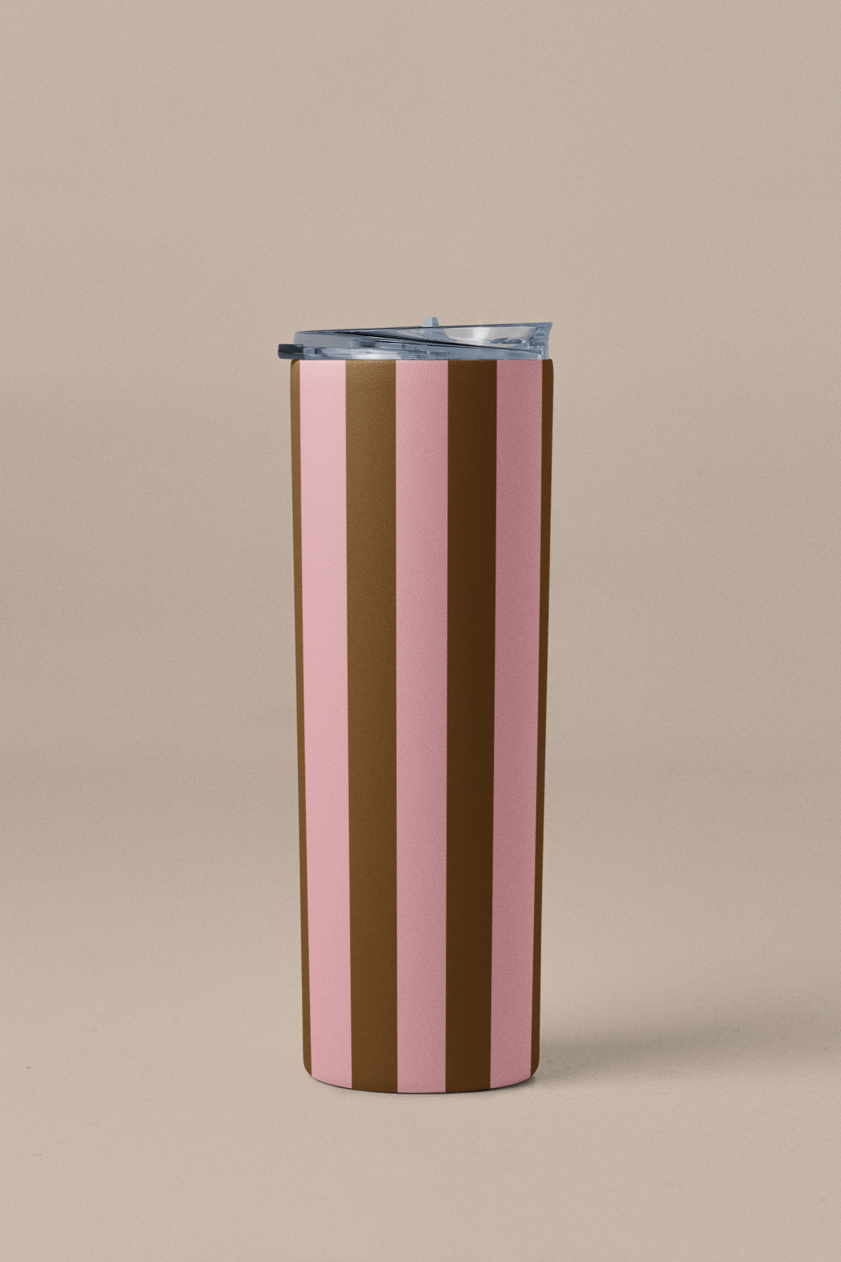 Pink Brown Stripes Tumbler
