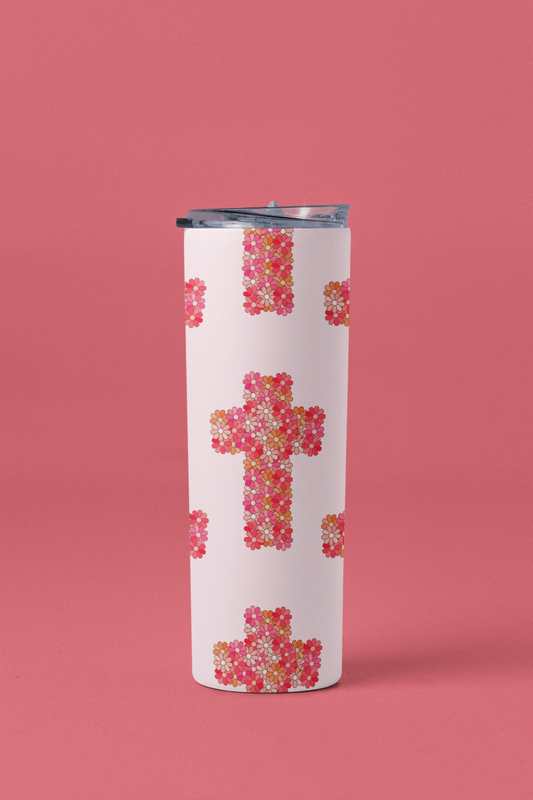 Floral Cross Tumbler