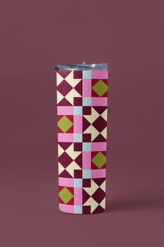 Cozy Burgundy Quilt Tumbler