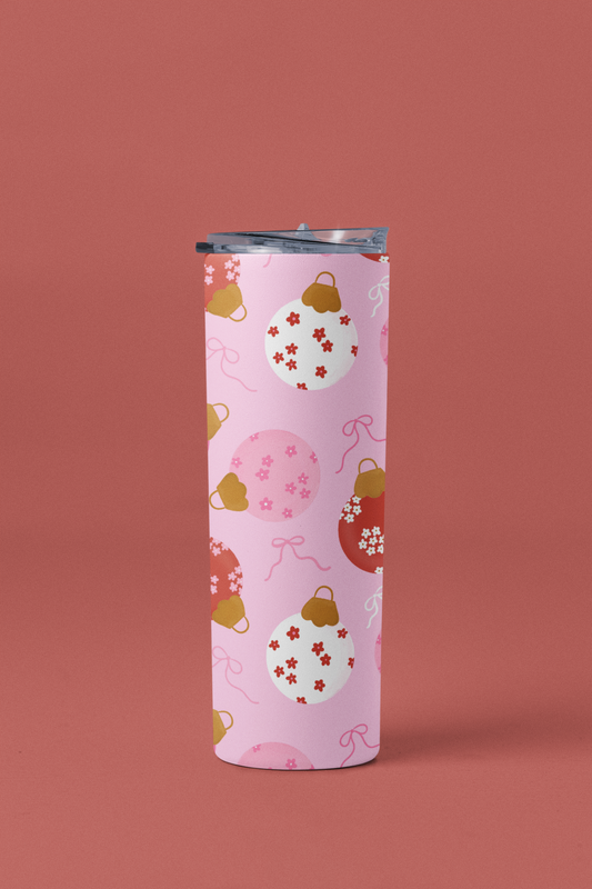 Pink Christmas Ornaments Tumbler