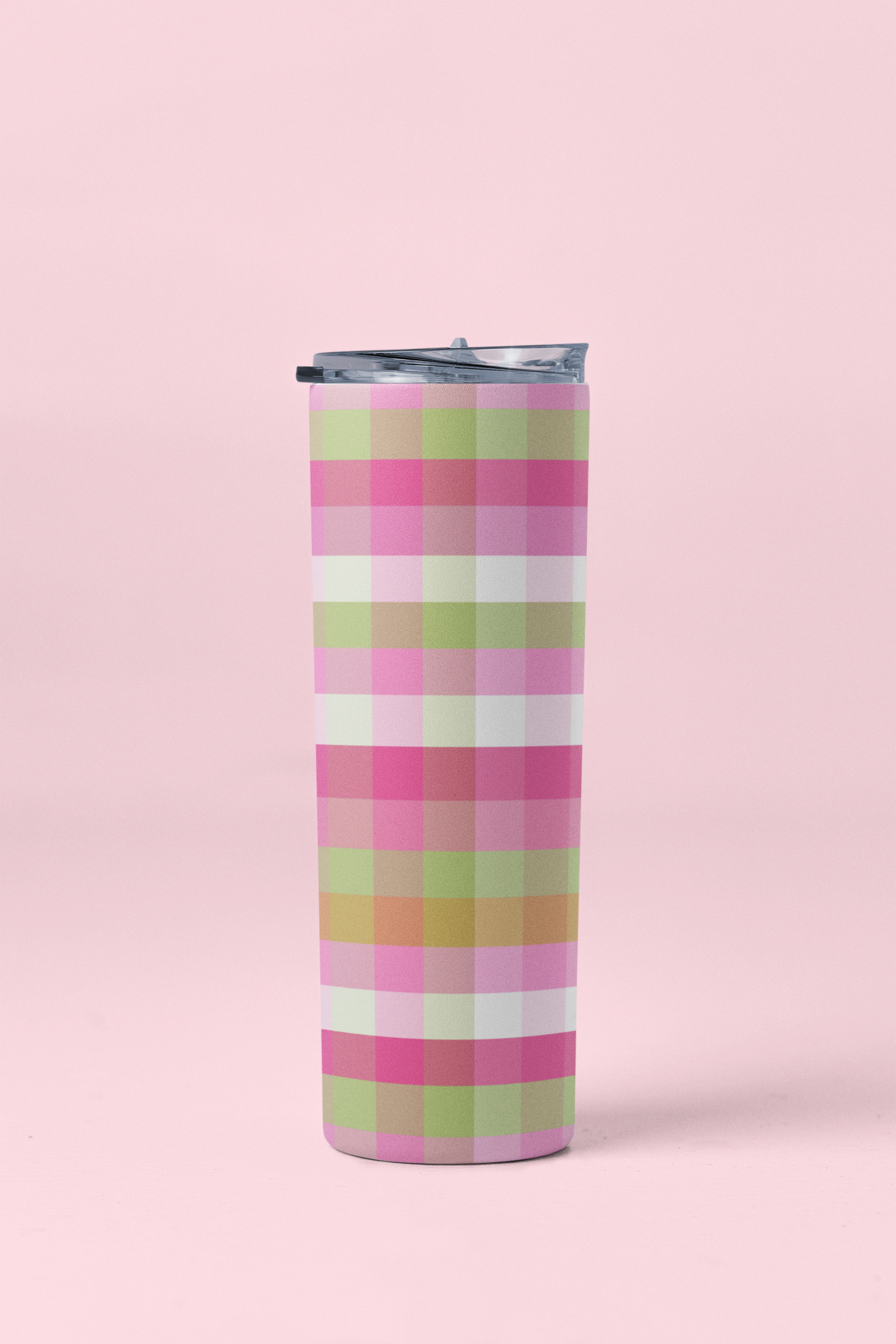 Pink Green Plaid Tumbler